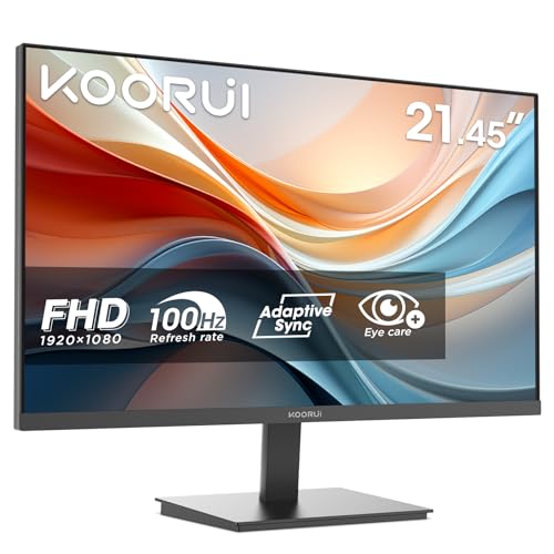 KOORUI E2212F 21.45 Zoll Monitor, FHD 1920 x 1080 100Hz PC Monitor, Adaptive Sync HDMI 1.4, Eye Care Bildschirm, -5° bis 15° neigbar, VESA 100 x 100mm