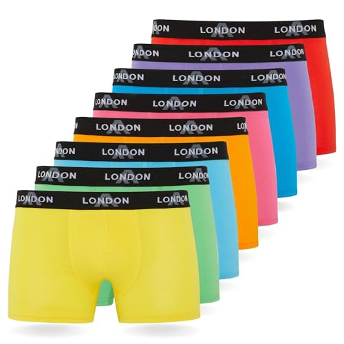 FM London (8er-Pack) Herren-Boxershorts mit elastischem Bund | Weiche Boxershorts Herren mit HyFresh-Technologie für Geruchsschutz, Stretch-Fit Herrenunterwäsche für den Alltag