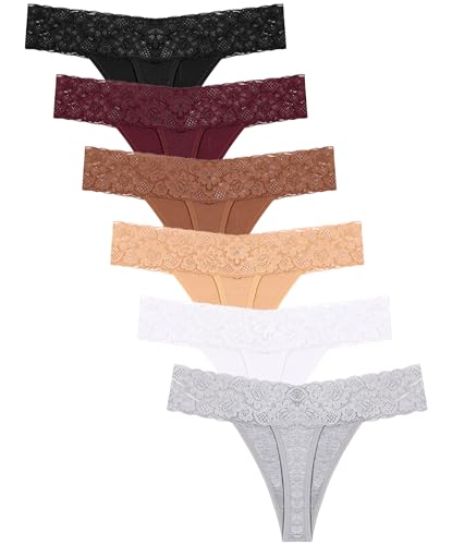 READY TO LOVE Tanga Damen Unterhosen Damen Baumwolle Soft Baumwoll Unterwäsche Frauen Sexy Slip Bequem Tangas Slips Mehrpack 6er Pack