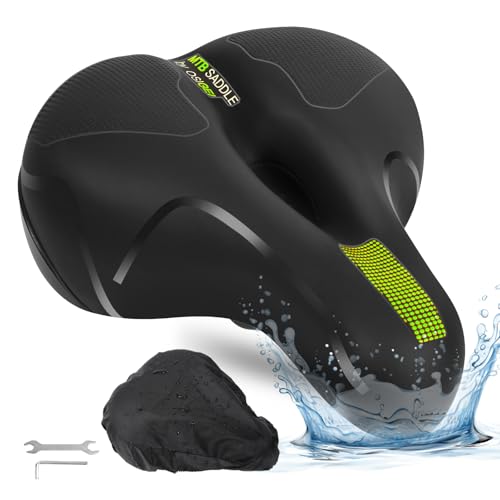 OSIGEI Fahrradsattel Bequem Weich Memory Foam Fahrrad Sattel Ergonomisch Fahrradzubehör Breit Fahrrad Sattel für Stadtfahrten, City MTB Fahrradsitz mit Werkzeug (Gelb)