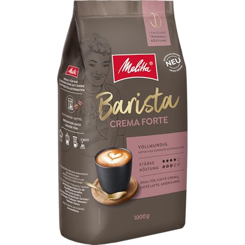 Melitta Barista Classic Crema Forte, Ganze Kaffee-Bohnen 1kg, ungemahlen, Kaffeebohnen für Kaffee-Vollautomat, kräftige Röstung, Stärke 4