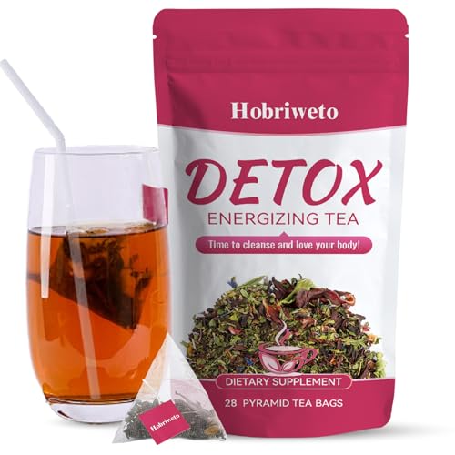 Detox Tee zum Abnehmen – Gewichtsverlust Kräutertee, Natürliche Kräutermischung mit Grüner Tee, Löwenzahn, Rose & Pfirsich – Unterstützt Entgiftung, Verdauung & Wohlbefinden – Vegan(28 Teebeutel)