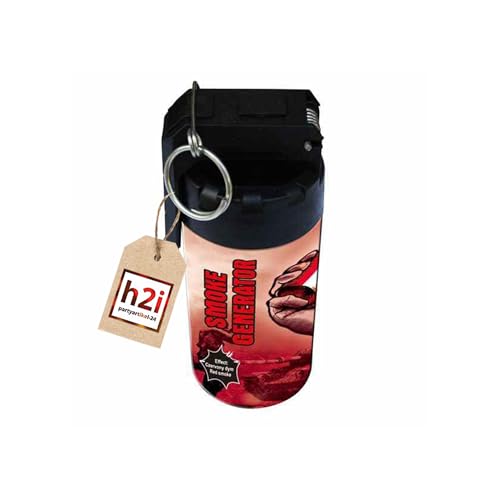 h2i Rauchgenerator mit Reißzünder| 1 Stück | Rot | +/- 60 sek | Rauch Vulkan Fontäne | Rauchtopf Rauchgenerator Rauchbombe | dichter kräftiger Rauch | Ganzjahresfeuerwerk Kat T1/F1