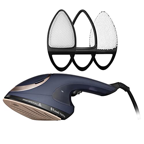 Russell Hobbs Bügeleisen Multi [Dampfglätter + Dampfbügeleisen] Steam Genie 2-in-1 (1700W, 20g/min Dampf, hitzebeständige Tasche,3 Aufsätze: Kleidung, Vorhänge, Polstermöbel) Reisebügeleisen 28370-56