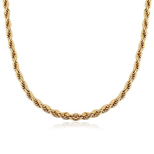 GD GOOD.designs Königskette Gold 3mm für Damen aus wasserfestem Edelstahl I 18K vergoldete Kordelkette I Gedrehte Halskette ohne Anhänger