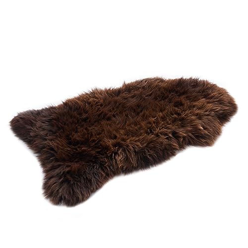 Lammfell Braun 100-110 cm - Weich Schaffell Echt - Natürliche Teppich Wohnzimmer - Flauschig Deko Fell Schlafzimmer - Naturfell