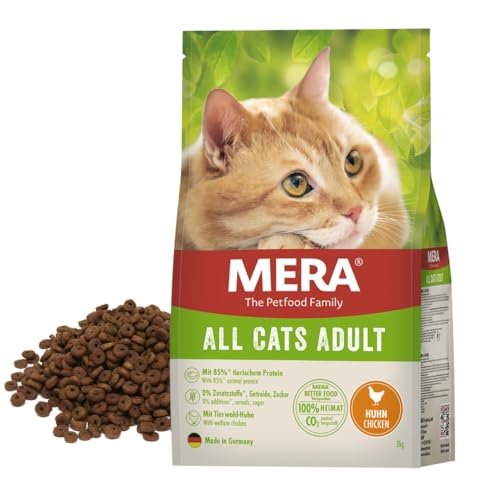 MERA Cats Huhn 2kg, Katzenfutter trocken für ausgewachsene Katzen, getreidefrei & nachhaltig, Katzen Trockenfutter mit hohem Fleischanteil