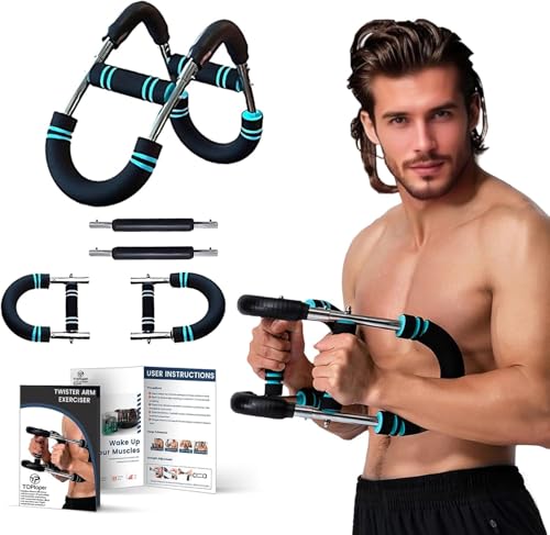 TOPtoper Twister Armtrainer 2025 Neue Brust Trainer für Unterarme, verstellbare Trainingsstange mit Feder, armdrücken brustmuskel trainingsgeräte (Blue, 60-100lbs)
