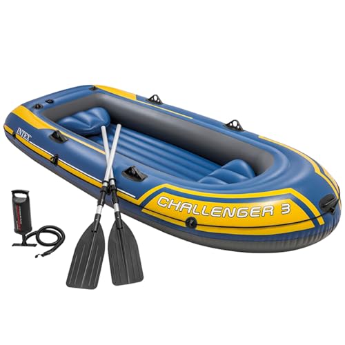 Intex Challenger 3 Set Schlauchboot - 295 x 137 x 43 cm - 3-teilig - Blau / Gelb, 68370NP, 6.5 cm