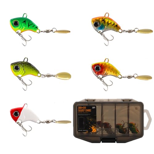 5 Stück Angelköder Set, Alle Wasserschichten Serie,Jig Spinner/Spinnerbait/Spinner Angeln/,Lebensechte Angel Köder für Barsche, Forellen, Hecht und Zander