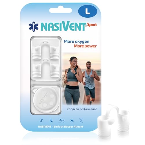 NASIVENT Sport - Premium Nasendilatator - (2x L) Snow White - verbesserte Nasenatmung beim Sport - einzigartig dank innovativer Haltezapfen - aus hochwertigem Silikon