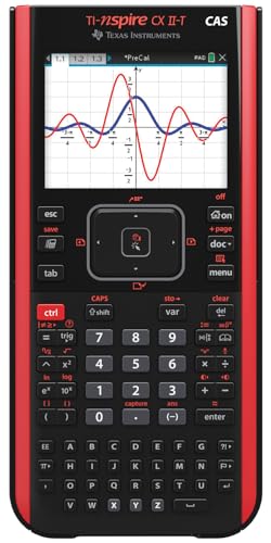 Texas Instruments TI-Nspire CX II-T CAS Graphikrechner (800 Funktionen, farbige Darstellung, 3D Anzeige) Schwarz Rot