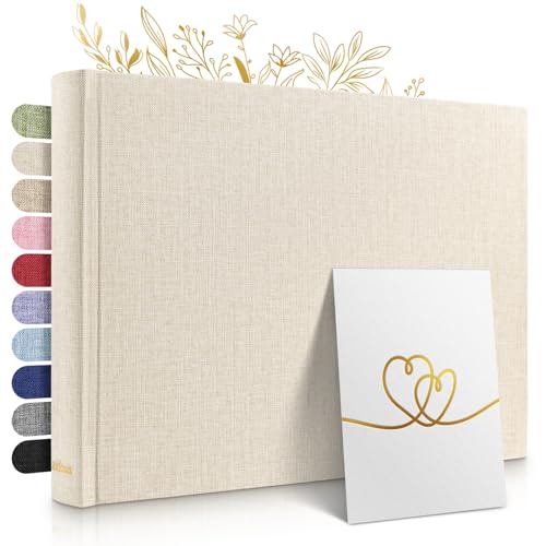 Zeitloos Fotoalbum zum Einkleben - Platz für 150 Fotos - echtes Leinen - Fotobuch 21 x 28 cm in Beige - 50 weiße Seiten - Fotoalben sind das perfekte Geschenk.