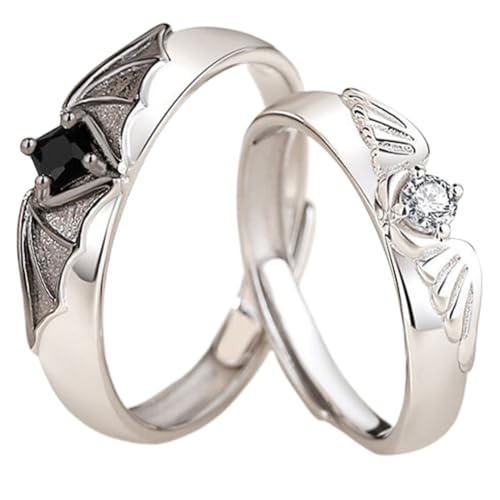 OQKAHIV 1 Paar Paarringe, Damen Trauringe, Verlobungsringe Partnerringe, Damen & Herren Trauringe, Verstellbar Partnerringe Verlobungsring Hochzeitsring Band Ring, Geschenk für Ehefrau Mann Freundin