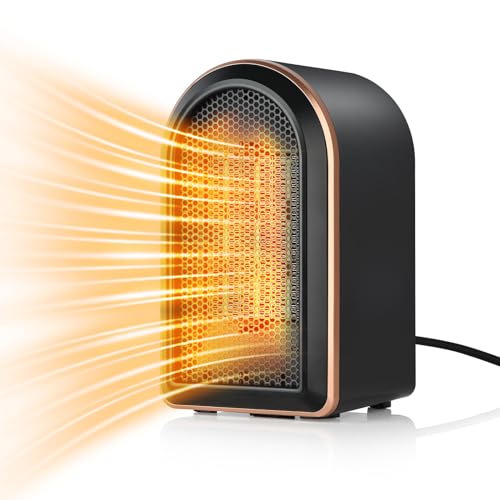 FGHB Heizlüfter Klein Energiesparend, Mini PTC Keramik Elektroheizung Leise,Mobile Heizung Elektrisch Steckdose 1200W/800W & Überhitzungsschutz,Heizungslüfter Heizungsventilator Tischheizung Tragbar
