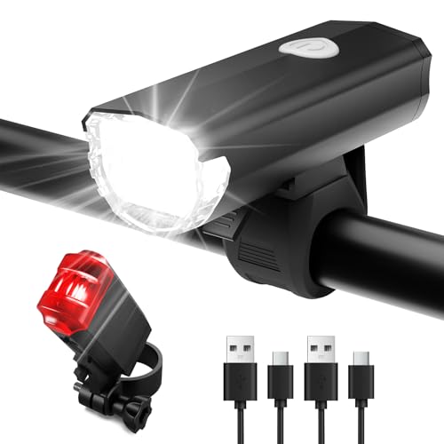 Gobikey Fahrradlicht Set StVZO Zugelassen Fahrrad Lichter LED Fahrradbeleuchtung Set USB Aufladbar Fahrradlicht Vorne & Fahrrad Rücklicht IPX6 Wasserdicht Fahradlichterset LED Fahrradlampe Vorne
