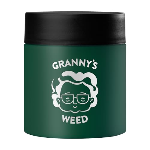 Granny's® Premium Stash Jar | Omas Kräuterglas | Bis zu 8 Gramm Fassungsvermögen | Grün | 100% Geruchsdicht | UV-Schutz Garantie | Geschenke-Set | Mit Kindersicherung im Deckel | 120 ml | Brokkoliglas