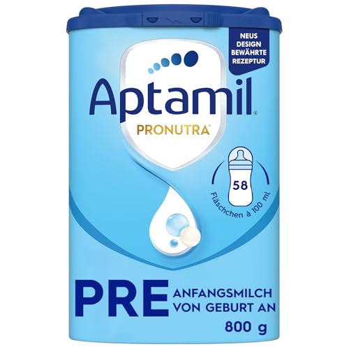 Aptamil Pronutra PRE – Anfangsmilch von Geburt an, Mit DHA, Nur Laktose, Ohne Palmöl, Babynahrung, Milchpulver, 1x 800 g