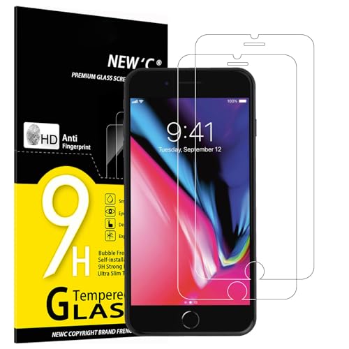 NEW'C 2 Stück für iPhone 7 Plus, iPhone 8 Plus für Panzerglas, Frei von Kratzern, 9H Härte, HD Displayschutzfolie, 0.33mm Ultra-klar, Ultrabeständig