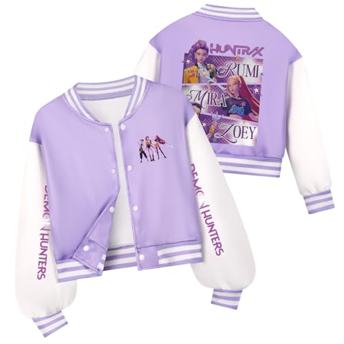 Generisch Mädchen Jungen Kpop De-mon H-Hunters Jacke Kindermode Sweatjacke Huntrix Rumi/Mira/Zoey Mädchen Süßes Langarm Oberbekleidung K-POP Lässige Oberteile(A11,140)
