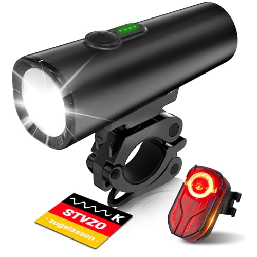 SFGSUP LED Fahrradlicht Set, StVZO Zugelassen Fahrrad Lichter Vorne & Fahrrad Rücklicht, Fahrradbeleuchtung Set USB Aufladbar, IPX5 Wasserdicht Fahrradlampe