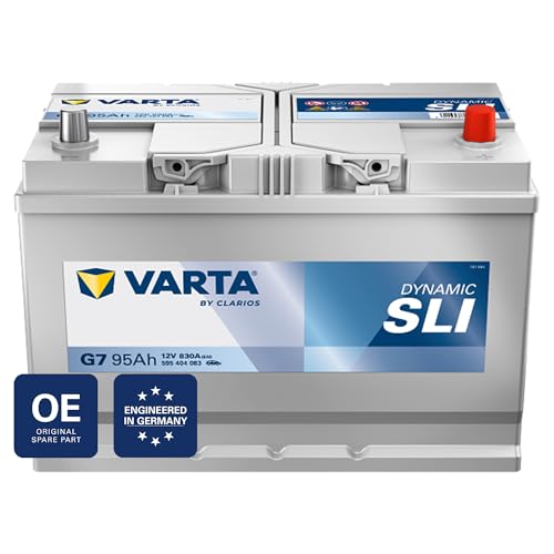 VARTA Automotive DYNAMIC SLI (G7) 12V 95Ah 830A - Nassbatterie KFZ mit Standardausstattung & ohne Start-Stopp System - Starterbatterie für einfachen Energiebedarf - Bleisäurebatterie wartungsfrei