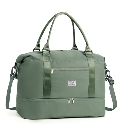 TANTOMI Reisetasche Damen mit extra Stauraum am Boden Wasserdicht Weekender Travel Bag mit Schuhfach und Trockentrennung, ideale Weekender-Tasche