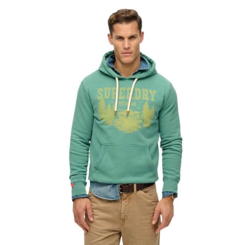 Superdry Herren Lo-Fi Outdoor locker geschnittenes, einfarbiges Hoodie Zinkgrün L