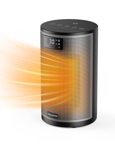 PALINTH Heizlüfter Energiesparend, 1500W Elektroheizung PTC-Keramik Heizung, 4 Modi Tragbare Heizstrahler mit Thermostat, Überhitzung & Tip Over Schutz, 8H Timer, für Indoor