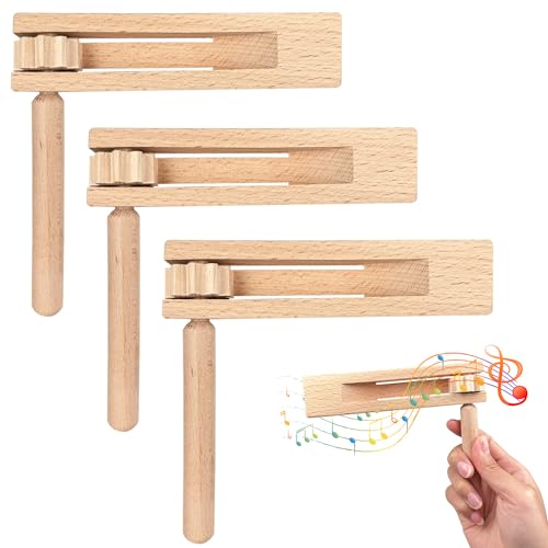 3 Stück Holzratsche Geräusche Maker, Krachmacher, Ratsche Holz, Fanartikel zum Anfeuern Geeignet für Sportwettkämpfe Musikaufführungen Familientreffen Feierlichkeiten Spieleversammlungen
