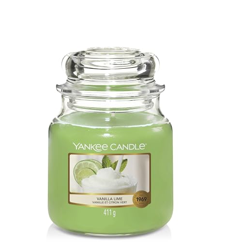 Yankee Candle Duftkerze im Glas (mittelgroß) | Vanilla Lime | Brenndauer bis zu 75 Stunden
