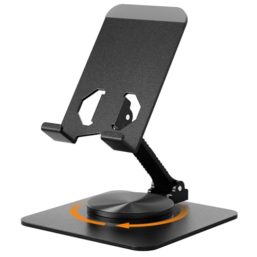 Euqvunn 360° Drehbarer Handyhalterung Tischständer, Höhenverstellbar Handy Ständer Klappbar, Universal Händyhalterungen für alle Mobiltelefone und Tablets, Schwarz