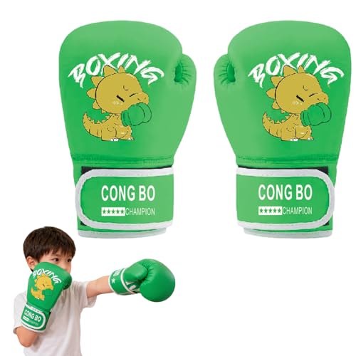 Boxhandschuhe Für Kinder, Boxhandschuhe Kinder, Junior Sparringhandschuh, Box Handschuhe Kinder, Pu Cartoon Sparring Training Für Kinder Von 4-12 Jahren Für Boxsack, Kickboxen, Muay Thai, MMA(Grün)