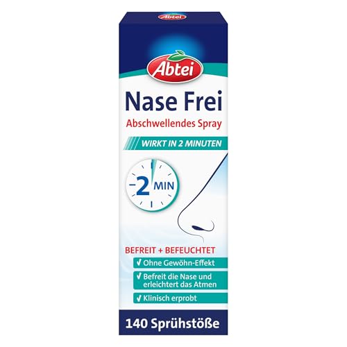 Abtei Nase Frei Abschwellendes Nasenspray - mit Meerwasser und Eukalyptus - ohne Gewöhnungseffekt - befreit die Nase in 2 Minuten - vegan - 1 Flasche (20 ml) à 140 Sprühstöße