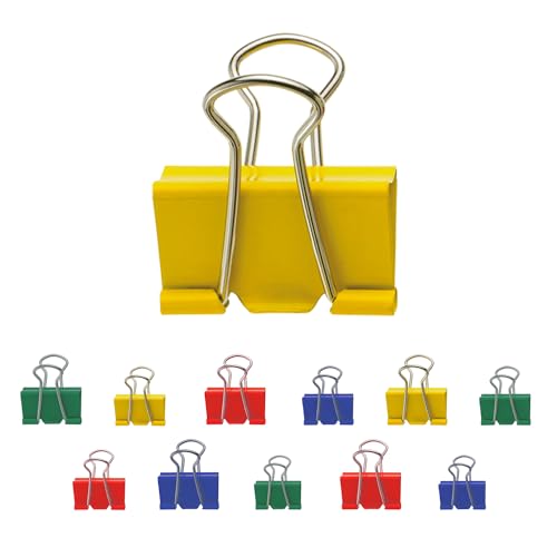 Westcott Foldback Klammern 12 Stück Mix | Metall Klammern für Dokumente | 4 x 19mm, 4 x 25mm, 4 x 32mm | stabile und wiederverwendbare Papierklammern | Klemmen für Büro und Haushalt | E-10716 00