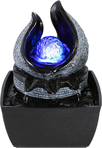 Dyna-Living Tischbrunnen mit Rollender Kugel, Tischplatte Wasserbrunnen mit Rolling Ball Wasserfall Brunnen, für Indoor-Wasserbrunnen für Home Office Decor, 13 x 12 x 18,5 cm Stil 1
