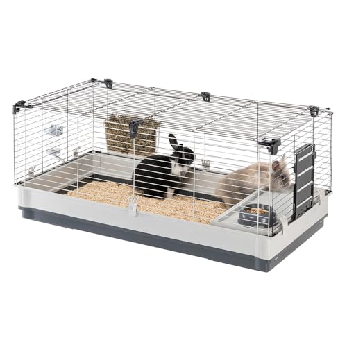 FERPLAST - Meerschweinchen Käfig - Hasenkäfig - Kaninchenkäfig - Häuschen und Zubehör Inklusive - Viel Platz für Kaninchen - Öffnenden & Modular 120 x 60 x h 50 cm - Krolik, 120