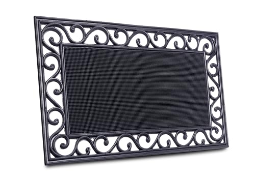 Hanse Home Fußmatte Gummi 45x75cm - rutschfest und Wetterfest - Outdoor Schmutzfangmatte Gusseisen-Optik für Innen und Außen - Fußabtreter Gummi Noppen für Flur, Terrasse, Eingangsbereich - 45x75cm