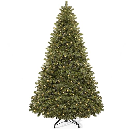 YITAHOME 182cm Künstlicher Weihnachtsbaum mit 250 LED Beleuchtung, ca. 880 Spitzen, Naturgetreu Tannenbaum mit Klappsystem-Rahmen & Metallständer, Schnellaufbau für Zuhause Geschäfte, 182 x Φ110cm