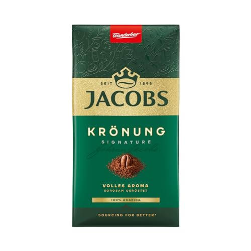Jacobs Filterkaffee Krönung Classic, 100 % Arabica, mittlere Röstung, Kaffee gemahlen, geröstet in Deutschland, ideal für Filterkaffeemaschine & French Press, 500 g