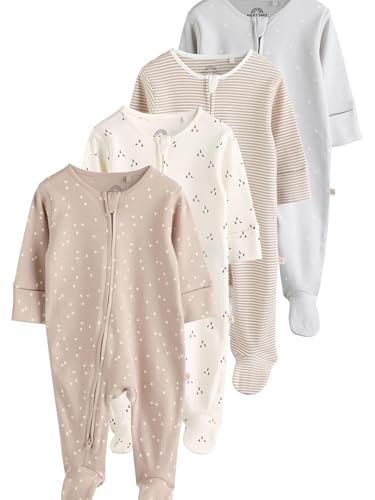 NEXT Baby 4er-Pack Strampler Zwei-Wege-Reißverschluss Creme 50