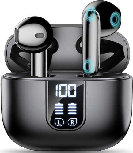 Bluetooth Kopfhörer, Kopfhörer Kabellos Bluetooth 5.4, In Ear Kopfhörer mit 6 Mic, ENC Noise Cancelling, Earbuds Tiefer Bass, Leicht/35 Std. /IP7 Wasserabweisend/LED-Anzeige, Ohrhörer für den Alltag