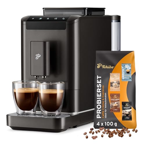 Tchibo Kaffeevollautomat Esperto2 Caffè mit 2-Tassen-Funktion für Caffè Crema und Espresso, Granite Black - INKLUSIVE Kaffeeprobierset GRATIS