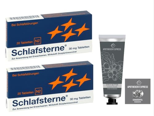 Schlafsterne Set mit 2 x 20 Tabletten zur Vorratshaltung oder Sammelbestellung inkl. Handcreme ODER HAndseife von Apotheken-Express