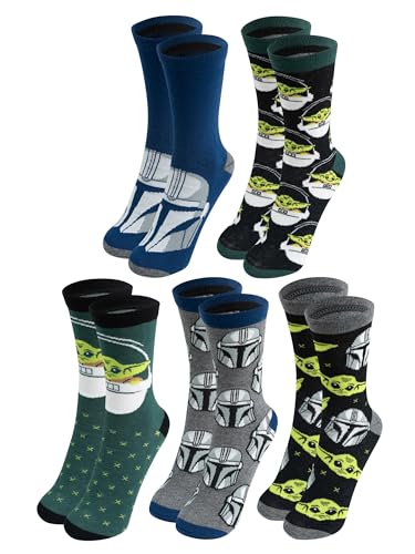 United Labels 5 Paar Star Wars The Mandalorian Socken für Herren, 40-45, Herrensocken Baby Yoda Grogu und Stormtrooper, Männer Strümpfe