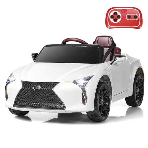 COSTWAY Lexus Elektroauto für Kinder, 12V Kinderauto Elektrisch mit 2,4G Fernsteuerung & LED Leuchten & Musik & USB, Elektro Auto für Kinder ab 3 Jahren (Weiß)