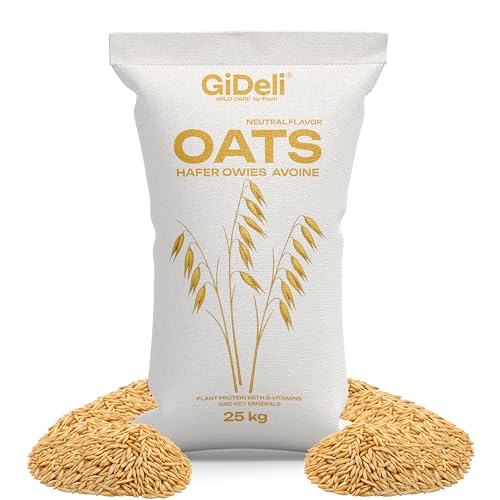 GiDeli Hafer ganz 25kg - pferdefutter körner vogelfutter natürlicher Futter Oat für Tiere naturrein energiequelle für Pferde & geflügel