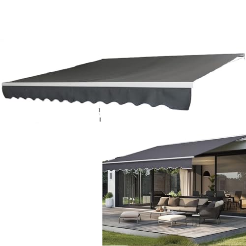 UISEBRT Markise Balkon 400x300cm - Gelenkarmmarkise Klemmmarkise Sonnenmarkise Sonnenschutz, Dunkelgrau