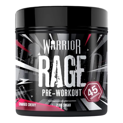 Warrior Rage Pre-Workout Pulver 392 g (Kirsche) – Energy-Drink Booster mit Kreatin, Beta-Alanin, Koffein & Vitamin C – muskelaturaufbau, Energie, Fokus & Pump – 45 Portionen