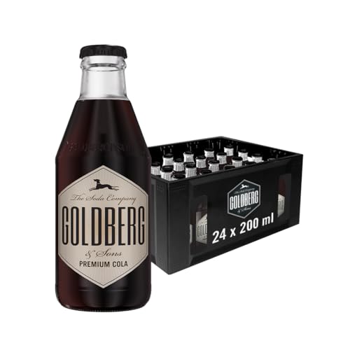 GOLDBERG Premium Cola – 24 x 0,2 l Glasflaschen in Mehrwegkiste – Mit Karamell- & Citrusnoten – Perfekt für Cocktails, Longdrinks & alkoholfreie Mixgetränke